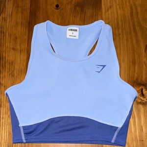 Gymshark Light Blue and Navy Cropped Tank